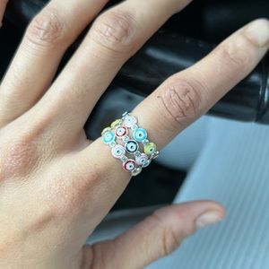 EVIL EYE RING 925 Silver Multicolor
